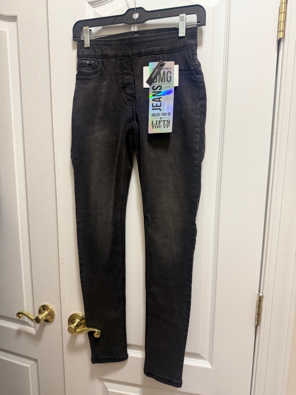 Black Slim Stretch Jeans size 4-5 elastic waist skinny black / Noir color